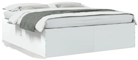 Cadru de pat alb 180x200 cm din lemn prelucrat