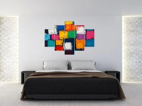 Tablou - Pictură cu pătrate colorate (150x105 cm)
