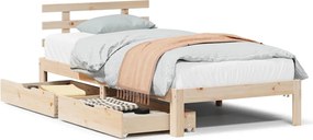 vidaXL Cadru de pat cu sertare, 75x190 cm, lemn masiv de pin