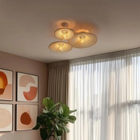 Lampa de perete de design albă cu material textil cu 3 lumini - Jane