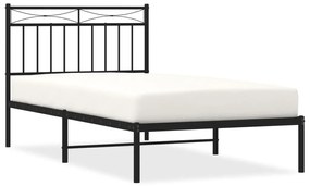373685 vidaXL Cadru de pat metalic cu tăblie, negru, 100x190 cm