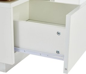 Măsuță de cafea modernă cu finisaj lucios, cu blaturi de masă glisante și 4 sertare, 75x75x33 cm, Alb