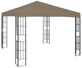 Pavilion cu siruri de lumini LED, gri taupe, 3x3 m Gri taupe, 3 x 3 m