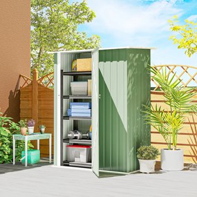 Outsunny Căsuță de Grădină 1.07m² din Oțel Galvanizat, Magazie pentru Unelte cu Ușă Blocabilă și Acoperiș Înclinat, 142x86x189 cm, Verde Deschis | Aosom Romania