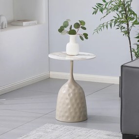 Masuta Laterala Rotunda Avelia Cappuccino Metal-marble-look Travertine D40x60 Cm