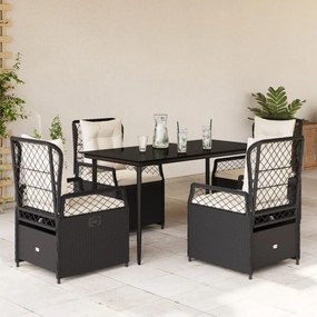 vidaXL Set mobilier de grădină cu perne, 5 piese, negru, poliratan