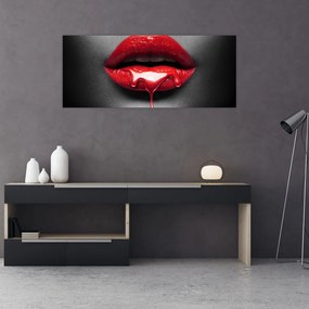Tablou cu buze de femeie (120x50 cm)