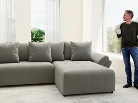 Colțar extensibil dumonde cu ladă de depozitare si sezut confortabil din spuma high-density, Berlin U Royal Grey 380x180 cm