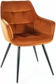 Scaun tapitat stofa LILIA, caramiziu/negru, 59x45x90 cm