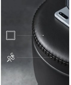 Taburet din piele CORE, negru