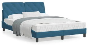 3213847 vidaXL Cadru de pat cu lumini LED, albastru, 120x200 cm, catifea