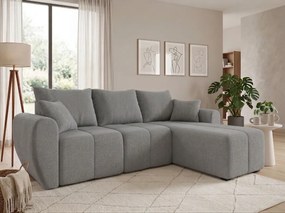 Coltar extensibil de colt SEVIO, gri, reversibil, 246x145 cm + 2 perne GRATUIT