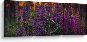Tablou - Flori de lupin (cu ceas) (90x30 cm)