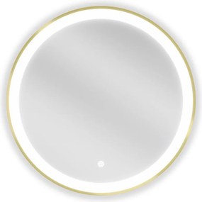 Mexen Esso oglindă de baie iluminată, rotundă 60 cm, LED 6000K, anti-aburire, ramă aurie - 9825-060-060-611-50