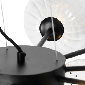Lampă suspendată neagră cu sticlă fumurie și transparentă cu 13 lumini - Bonnie
