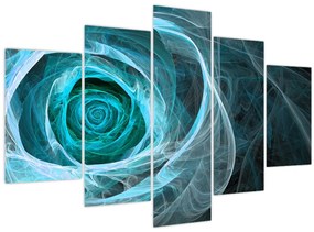 Tablou - Abstract trandafir albastru cu fundal negru (150x105 cm)