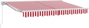 vidaXL Copertină retractabilă manuală Roșu și Alb 3,5 x 2,5 m