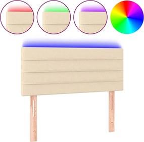 vidaXL Tăblie de pat cu LED, crem, 80x5x78/88 cm, textil
