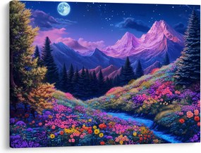 Tablou - Peisaj violet la lună plină (70x50 cm)