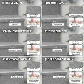 HOMCOM Bancă Pliabilă cu Spătar și Compartiment de 77L, Acoperire din Țesătură, 76x50x73 cm, Gri | Aosom Romania