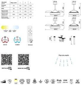 Lustra LED cu Ventilator si telecomanda Mini COIN alb