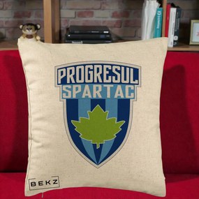Perna Personalizata Progresul Spartac Fotbal, 40x40 cm, Bej, Husa Detasabila, Perna Inclusa, BEKZ®