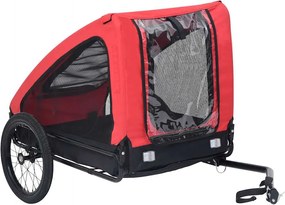 vidaXL Remorcă de bicicletă pentru animale de companie, roșu & negru