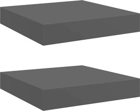 vidaXL Rafturi de perete, 2 buc., gri extralucios, 23x23,5x3,8 cm, MDF