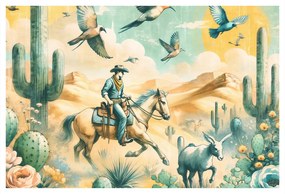 Tablou cowboy în peisaj deșertic