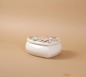 Cutie de depozitare inimioara din ceramică decorativă Flori Multicolor