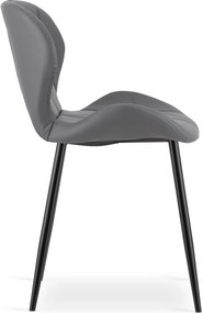 OFERTA Scaun de dining MANGO din piele ecologica cu picioare negre, gri clasa a II-a