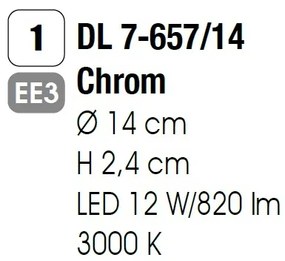 Aplica LED de perete sau tavan, Bully 14cm chrome