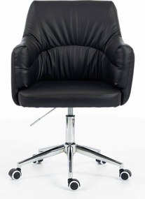 HR840K Scaun Negru Piele Ecologica cu Bază Cromata