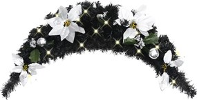 vidaXL Arcadă de Crăciun cu lumini LED, negru, 90 cm, PVC