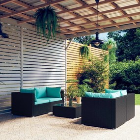 3101481 vidaXL Set mobilier de grădină cu perne, 5 piese, negru, poliratan