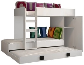 Pat multifuncțional 90 cm Toreno 2 (Alb + alb lucios + turcoaz lucios). 1083312