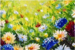 Tablou - Pictură în ulei, pajiște înflorită (90x60 cm)