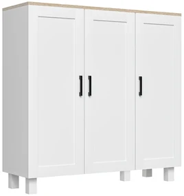 HOMCOM Bufet de sufragerie cu 3 uși și rafturi reglabile pentru Bucătărie Sufragerie Stil Nordic 90x30x90 cm Alb | Aosom Romania