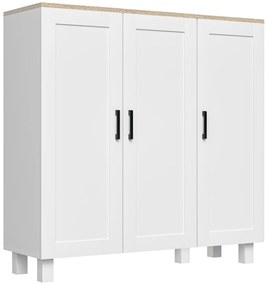 HOMCOM Bufet de sufragerie cu 3 uși și rafturi reglabile pentru Bucătărie Sufragerie Stil Nordic 90x30x90 cm Alb | Aosom Romania