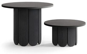 Măsuță de cafea neagră rotundă cu aspect de lemn de stejar ø 78 cm Soft – Woodman