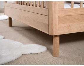 Pătuț în culoare naturală din lemn de stejar 70x140 cm Forrest – Vipack