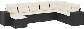vidaXL Set mobilier de grădină cu perne, 8 piese, negru, poliratan