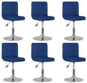 vidaXL Scaune de sufragerie pivotante, 6 buc., albastru, textil