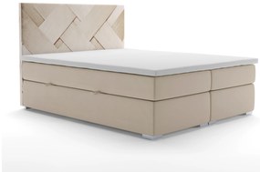 Pat matrimonial Boxspring 160 cm Melo (bej) (cu sp. depozitare). 1020234
