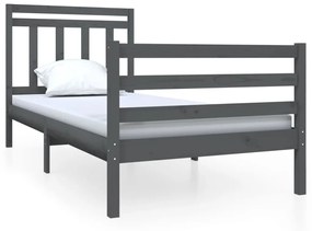 3100621 vidaXL Cadru de pat Single 3FT, gri, 90x190 cm, lemn masiv