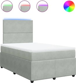 vidaXL Pat box spring cu saltea, gri deschis, 120x190 cm, catifea