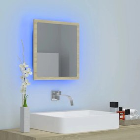Oglinda de baie LED, stejar sonoma, 40x8,5x37cm, lemn prelucrat Stejar sonoma
