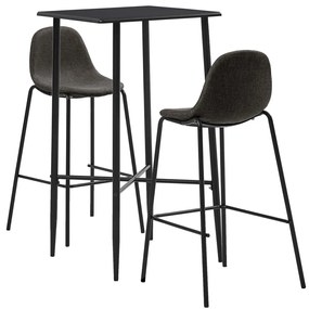 vidaXL Set de bar, 3 piese, gri închis, material textil