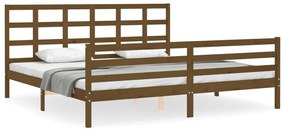 3194009 vidaXL Cadru pat cu tăblie, maro miere, 200x200 cm, lemn masiv