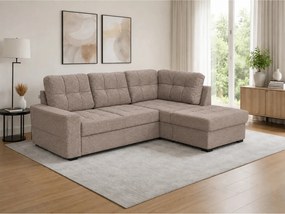 Coltar extensibil pentru living HERA, sezlong dreapta, stofa maro desc